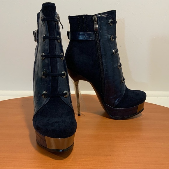 New Lui Chung Platform Heeled Boots Size 10 - Picture 3 of 9